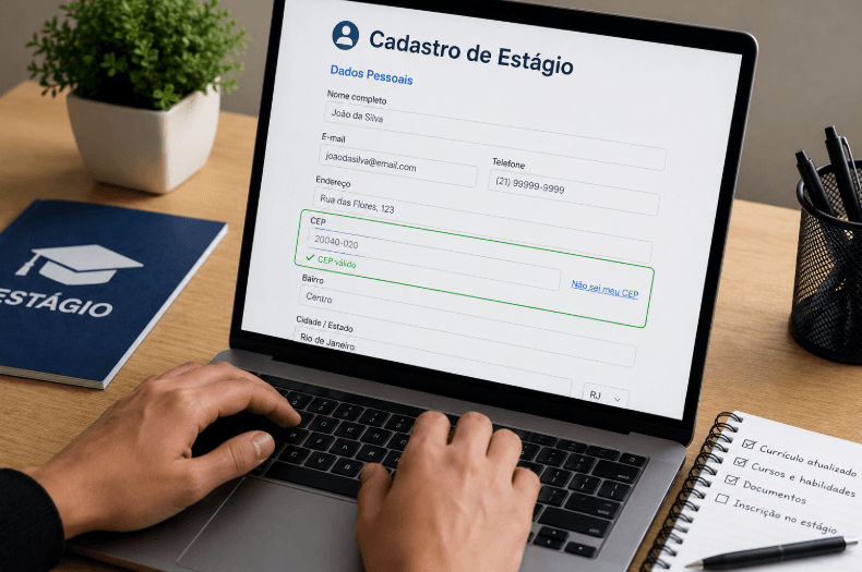 CEP no cadastro de estágio